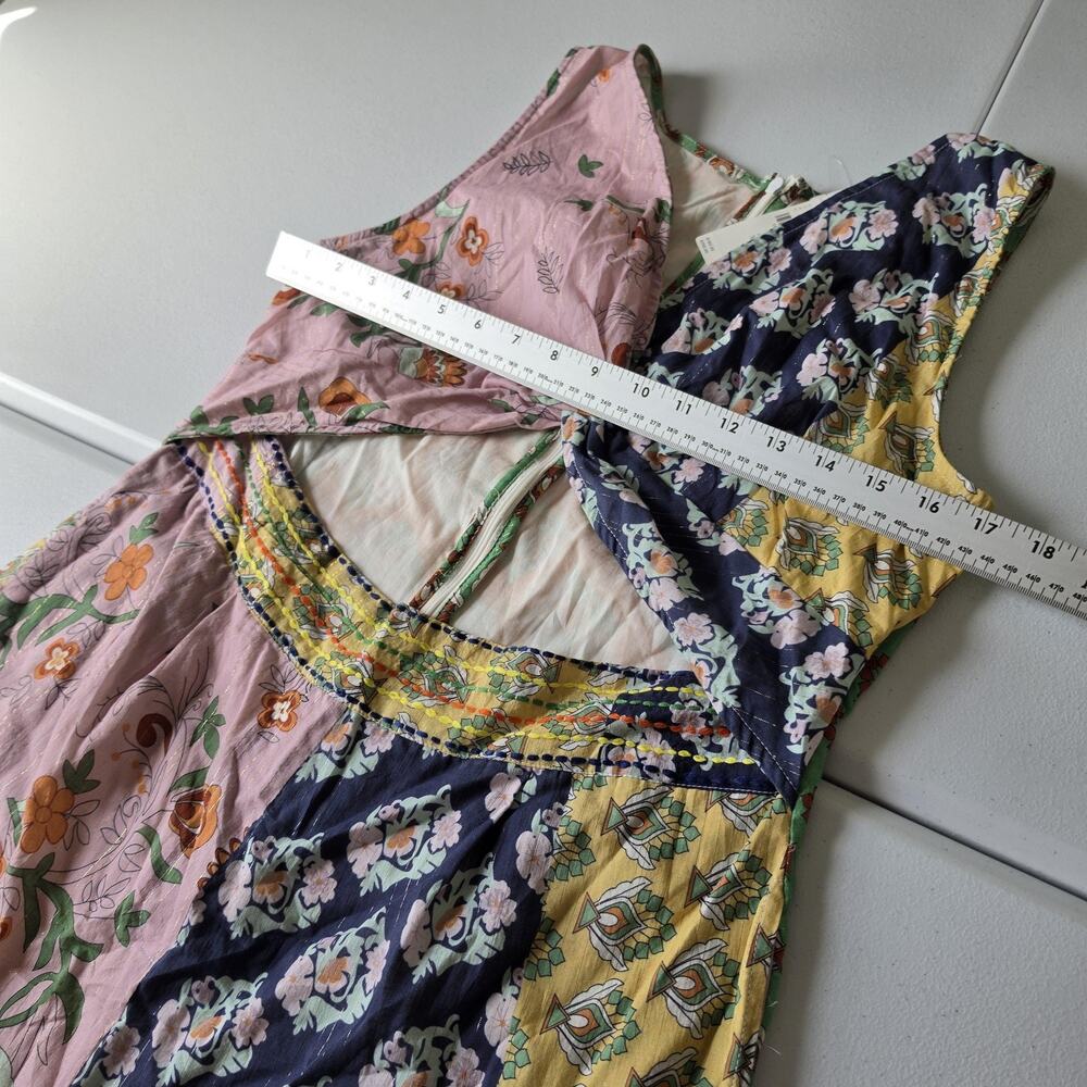 Floral Patchwork Wide-Leg Jumpsuit in Pink, Navy & Yellow - Picture 12 of 14